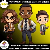 Cute Chibi Teacher, Back to School Clipart Bundle +20 300d