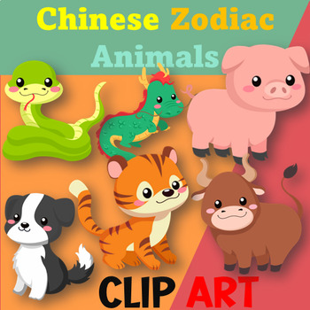 Preview of Cute Chinese Zodiac Animals Clip Art - 12 Vibrant Images