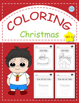 Preview of Cute Christmas Coloring Pages, Printable Coloring Worksheets for Kids - Set 3