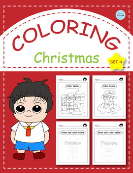 Preview of Cute Christmas Coloring Pages, Printable Coloring Worksheets for Kids - Set 4