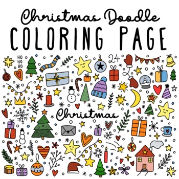 Preview of Cute Christmas Doodle Coloring Page