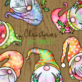 Cute Christmas Holiday Garden Gnome Watercolor Clipart