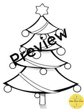 Preview of Cute Christmas Tree Coloring Sheet Merry Christmas Tree December Art #2      