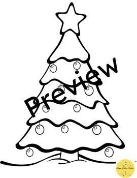 Preview of Cute Christmas Tree Coloring Sheet Merry Christmas Tree December Art #3