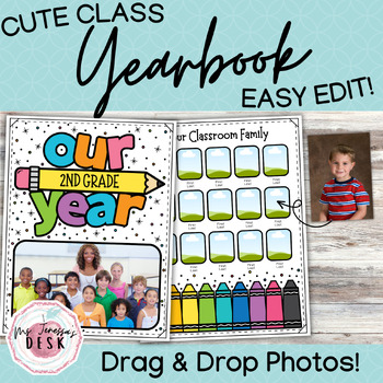 Preview of Cute Class Yearbook Easy Editable Template for Memory Book