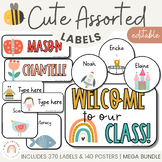 Cute Classroom Labels Bundle Assorted Characters | Cute Cl