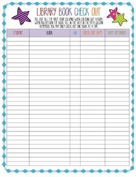 Preview of Cute Classroom Library Checkout Form