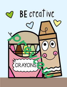 Cute Crayon Custom Elementary School Classroom Poster