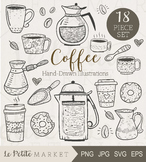 Cute Coffee Illustration Set, Coffee Clip Art Set, Café Cl