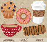 Cute Coffee Shop Digital Clip Art - Digital File Coffee Cl