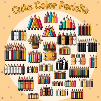 Chunky Color Pencil Clip Art Set