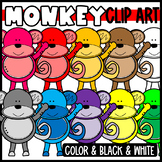 Cute & Colorful Rainbow Monkey Clip Art