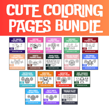 Preview of Cute Coloring Pages Bundle | Pet , Unicorn , Dinosaur , Flower and more
