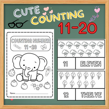 Preview of Cute Counting Number 11-20 Kindergarten Counting for Practice & Assessment