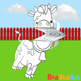 Cute Cow Finger Puppet Coloring Page Printable - Farmyard 