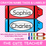 Cute Crayon Classroom Name Tags - Colorful Printable Displ