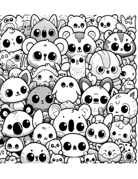 Preview of Cute Creatures Coloring Printable Worksheets- 5 Pack