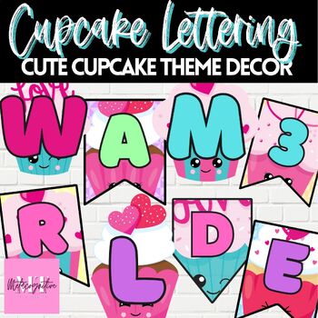 Preview of Cute Cupcake Theme Bulletin Board Letters Display Sets & Numbers