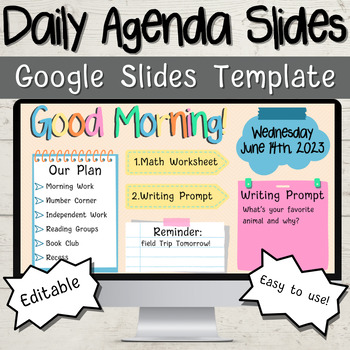 Preview of Cute Daily Agenda Google Slides