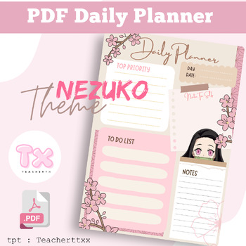 Preview of Cute Daily planner  - Nazuko theme - A4 printable planner - Pdf file