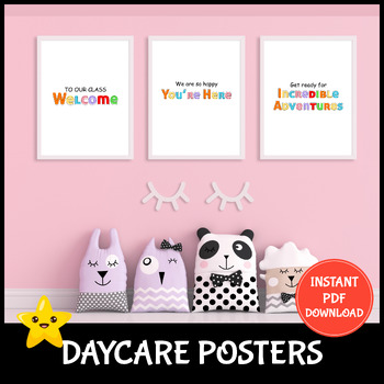 Preview of Cute Daycare Posters | Educational Classroom Decor | Welcome Childcare Signs