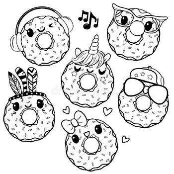 Cute Donut Coloring Pages for Kids and Adults