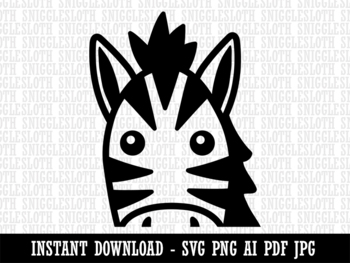 Peeking Zebra Clipart Instant Digital Download AI PDF SVG PNG JPG Files