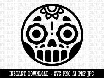 Preview of Cute Dia de los Muertos Day of Dead Sugar Skull Clipart Instant Digital Download