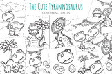 Cute Dinosaur Animal Tryannosaurus Trex Cartoon Coloring A