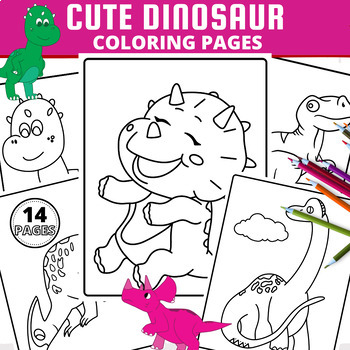 Preview of Cute Dinosaur Coloring Pages | Jurassic Dinosaurs, Coloring Sheets