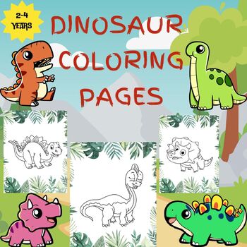 Preview of Cute Dinosaur Coloring Pages for Kids 2-4 Years
