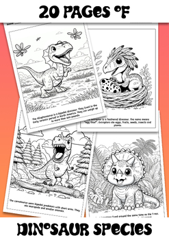 Preview of Cute Dinosaurs Coloring Book- Activity Sheets for Kids