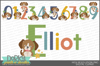 Cute Dog Alphabet and Numbers Clipart by Dorky Doodles | TPT