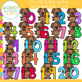 Cute Math Dog with Numbers 0-20 Clip Art