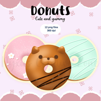 Preview of Cute Donuts clipart commercial use, graphics, designs.