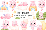 Cute Dragon Clipart, Dragon watercolor clipart, Dinosaurs