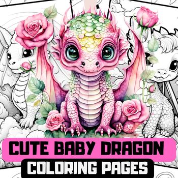 Preview of Cute Dragon Coloring Pages,Chinese New year 2024 -50 baby dragon Printable