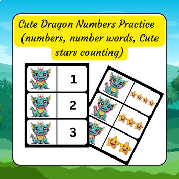 Preview of Cute Dragon Numbers Practice  (numbers,number words, Cute stars counting)