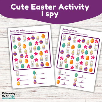 Preview of Cute Easter Activity : Count and Write I spy