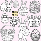 Cute Easter Clip art Black and White for TPT Sellers and T