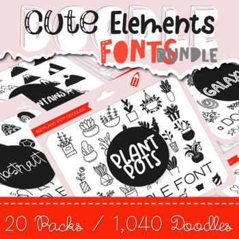 Preview of Cute Elements Bundle by W Λ D L Ξ N - 1,000+ Decorative Doodles