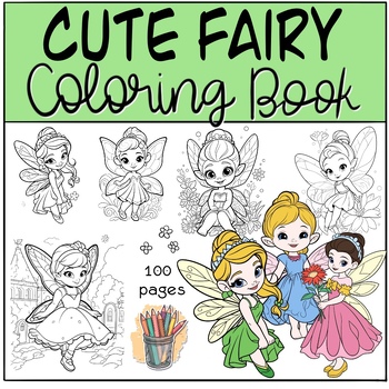Preview of Cute Fairy Coloring Pages | Fairy Coloring Pages for Kids with 100 pages