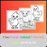 Cute Farm Animal Coloring Pages prek,k,1st