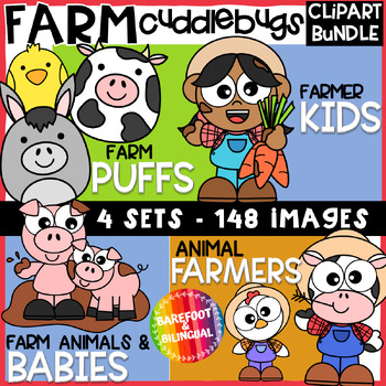 Preview of Cute Farm Clipart Bundle - Cuddlebugs Collection - Farm Animal Clipart and more