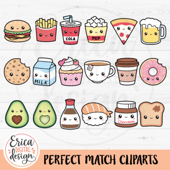 Cute Food Clipart, Perfect Match, Kawaii Food, Friendship, Best Friend ...