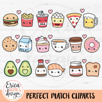 Cute Food Clipart, Perfect Match, Kawaii Food, Friendship, Best Friend ...