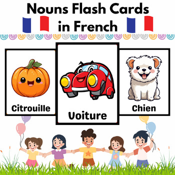 Cute French Nouns Flash Cards for PreK & Kindergarten Kids - 20 ...