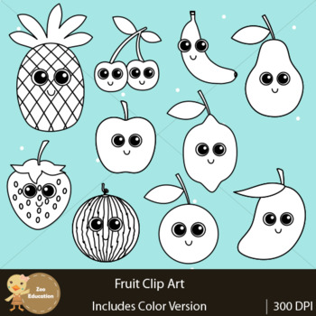 Cute Fruit Clip Art by Zoo Education | Teachers Pay Teachers