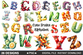 Cute Fruits Alphabet For Education Clipart