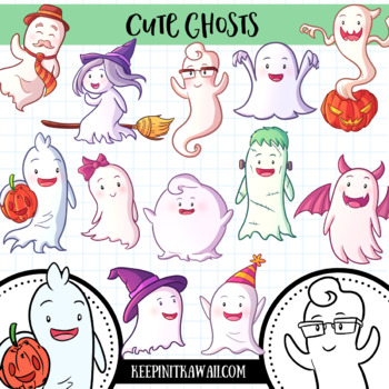 Cute Ghosts Clip Art Collection by KeepinItKawaii | TpT